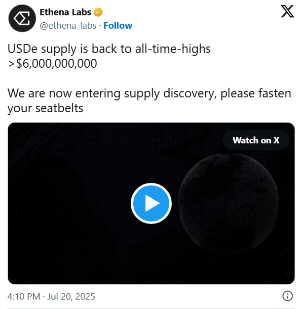 Ethena обновила максимум после покупки Артуром Хейсом 2 млн ENA-токенов