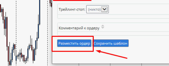 Подтверждение ордера со Stop Loss
