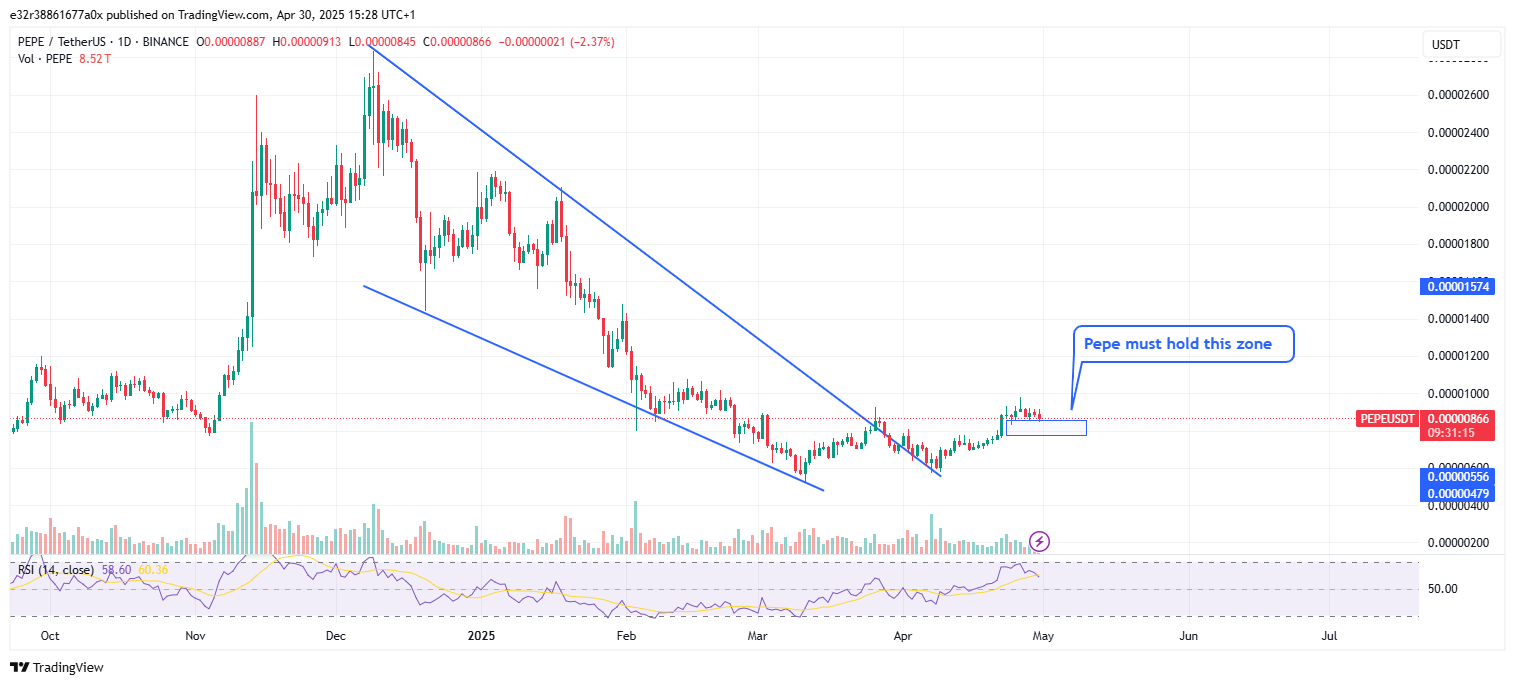 The ongoing decline in PEPE’s price