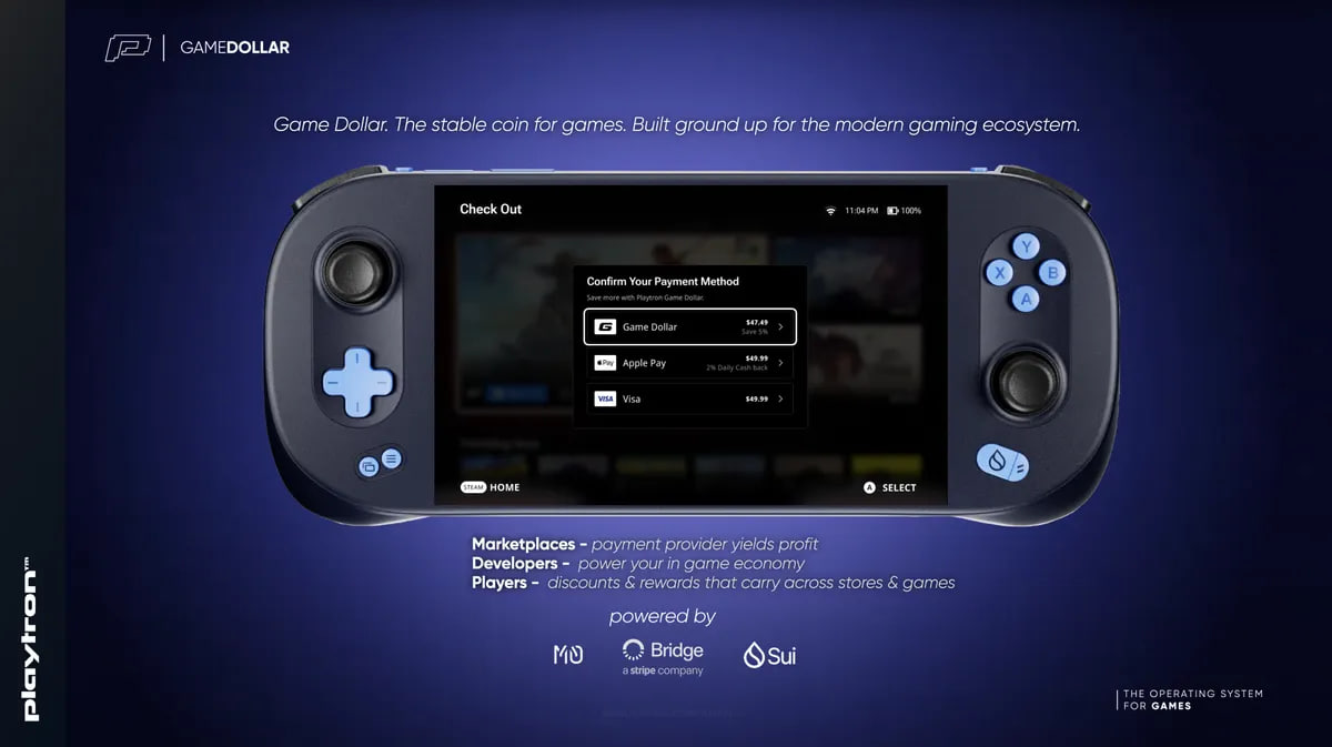 Playtron и Sui создают стейблкоин для геймеров: Game Dollar станет валютой консоли SuiPlay0X1