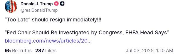 Трамп требует немедленной отставки главы ФРС Джерома Пауэлла