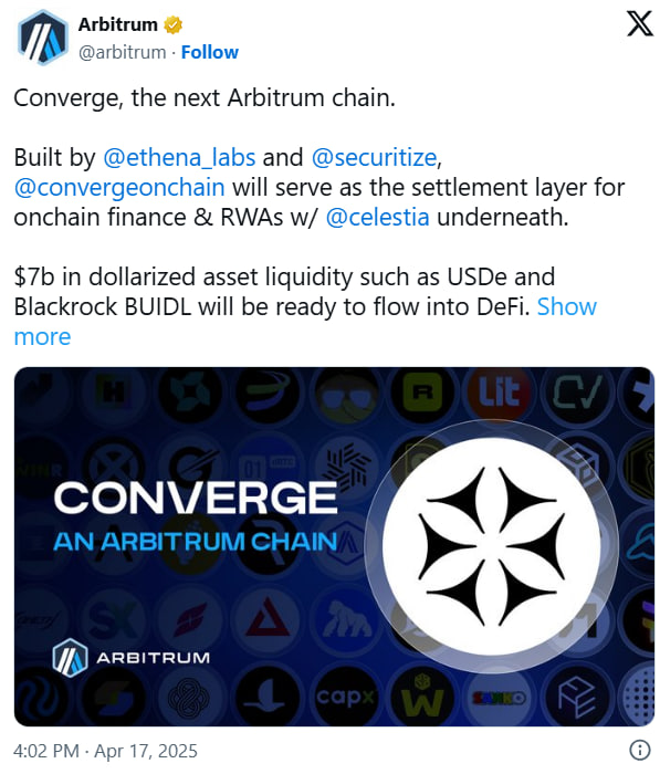 Arbitrum запускает Converge — новую платформу для DeFi и токенизированных активов