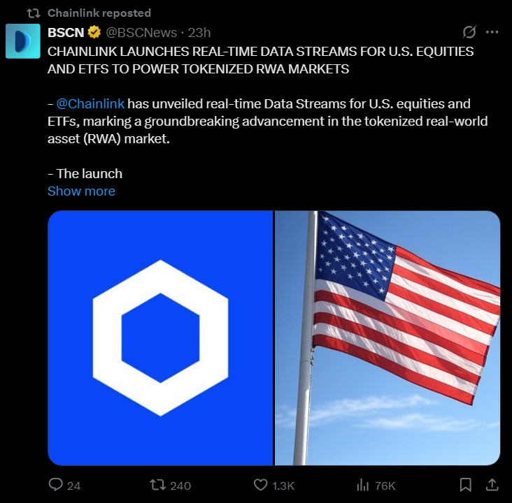 Chainlink запускает котировки Nasdaq на 37 блокчейнах