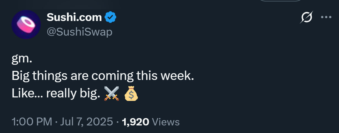 SushiSwap готовит громкий анонс, трейдеры ждут рост SUSHI на 30%