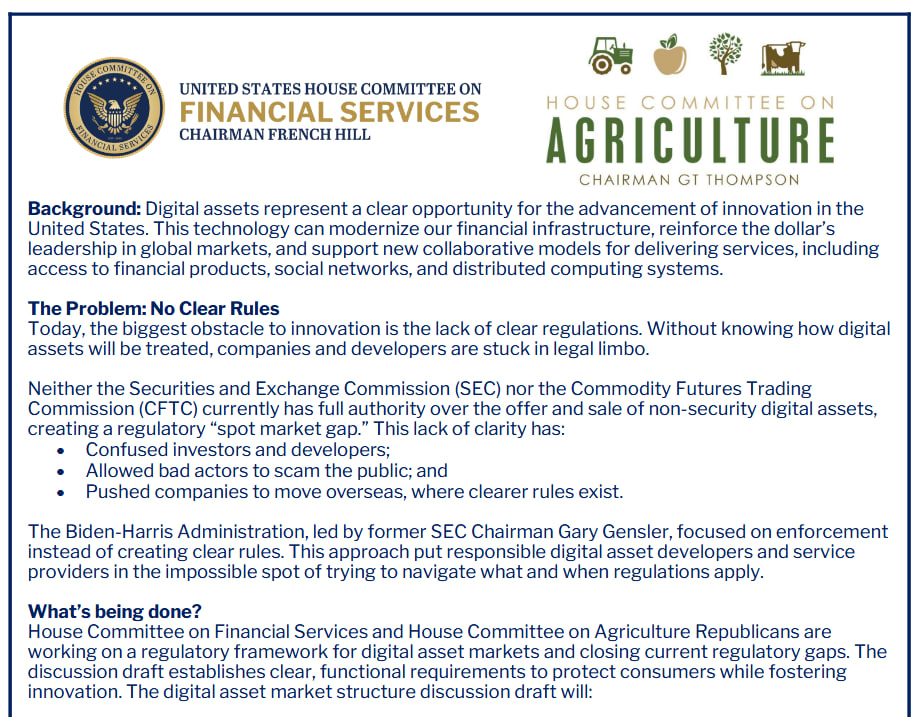 США предложили законопроект против доминирования крупных криптокомпаний