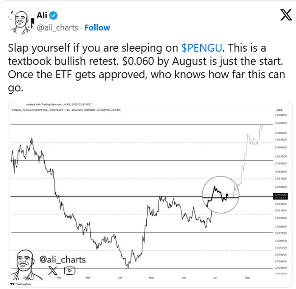PENGU взлетает на 29% после новостей о спотовом ETF