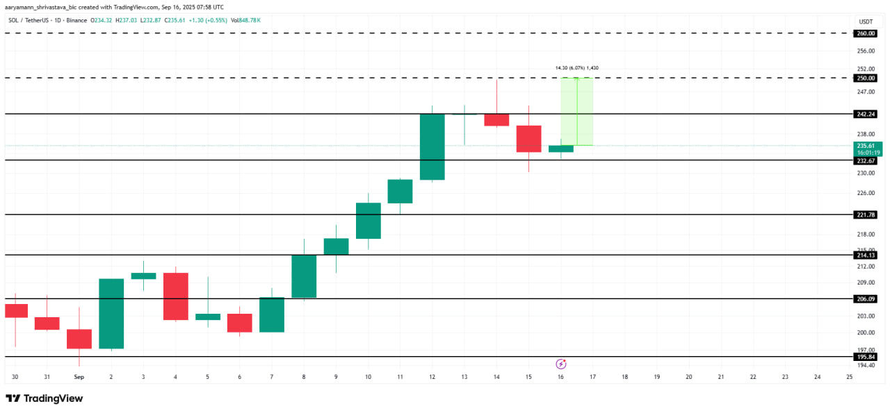 Техническая картина: ключевые уровни SOL