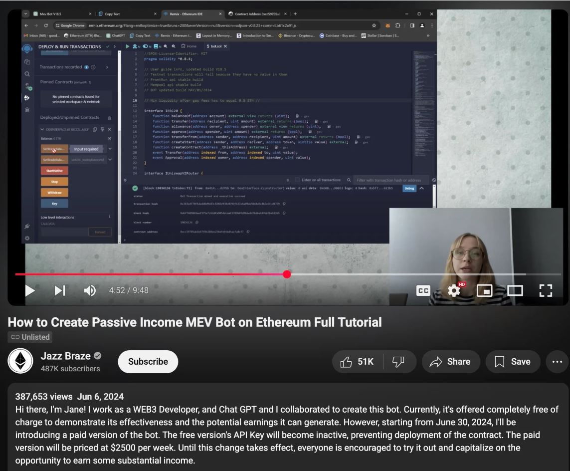 Скам-бот на YouTube украл 256 ETH у трейдеров: SentinelLABS выявила схему