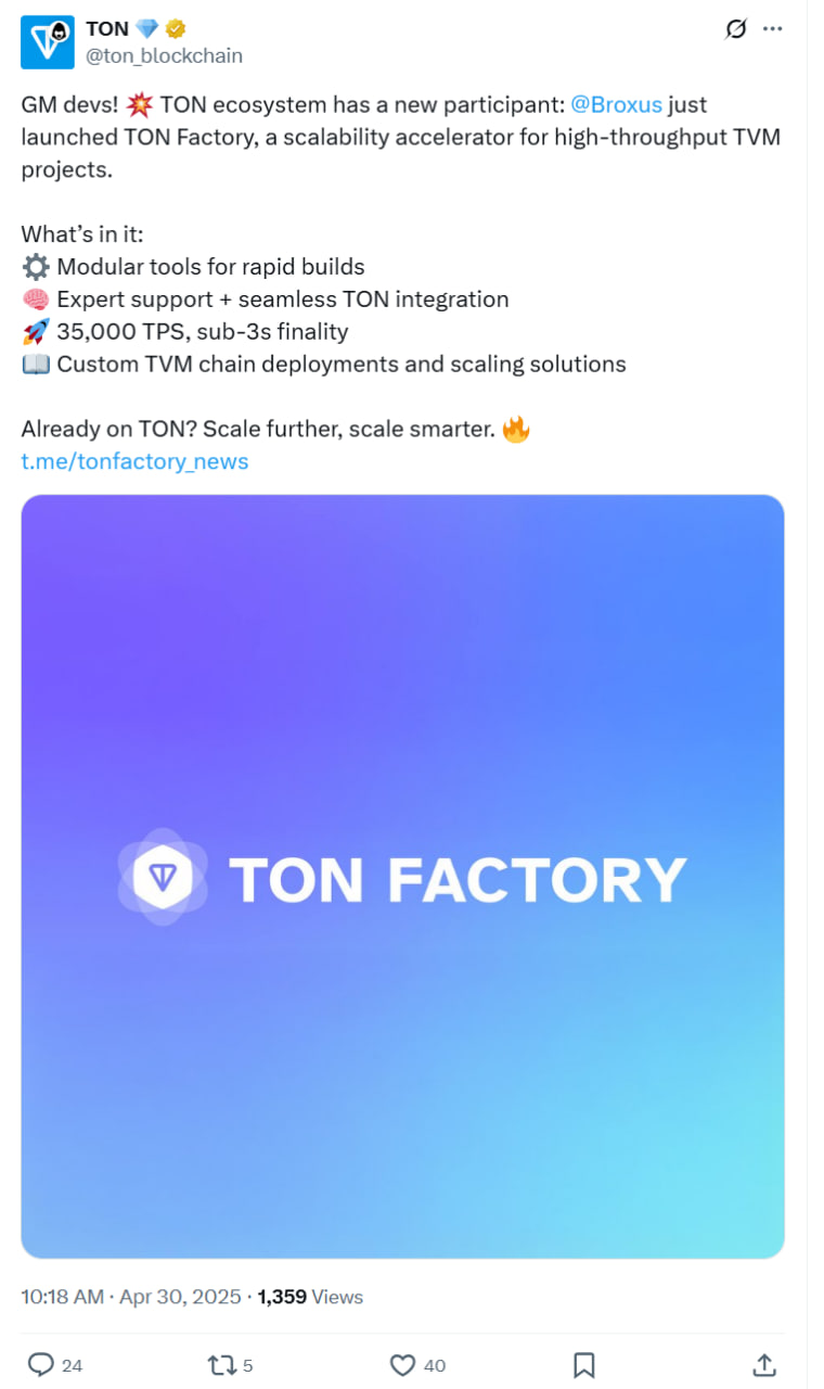 Broxus запускает TON Factory — платформу для масштабируемых блокчейн-приложений