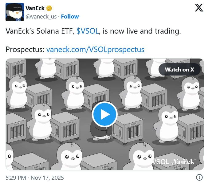 Американская площадка NYSE Arca подала в Комиссию по ценным бумагам и биржам США финальную сертификацию для листинга Fidelity Solana Fund.