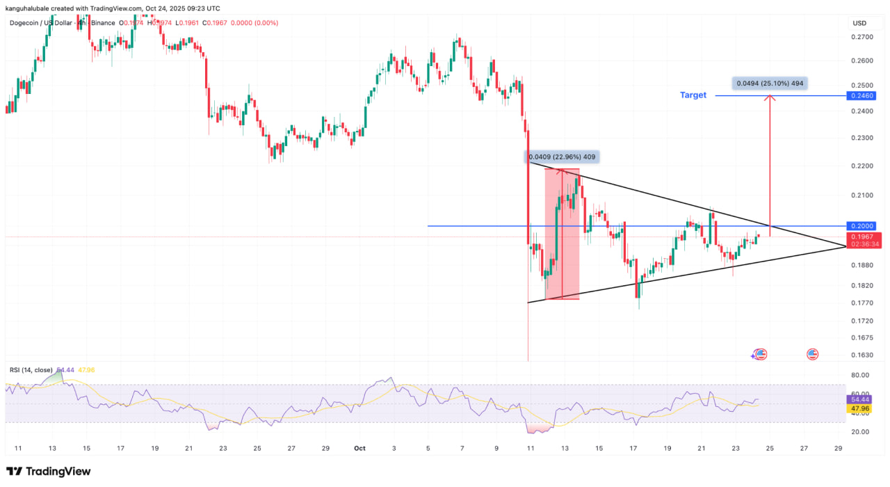 Четырехчасовой график DOGE/USD