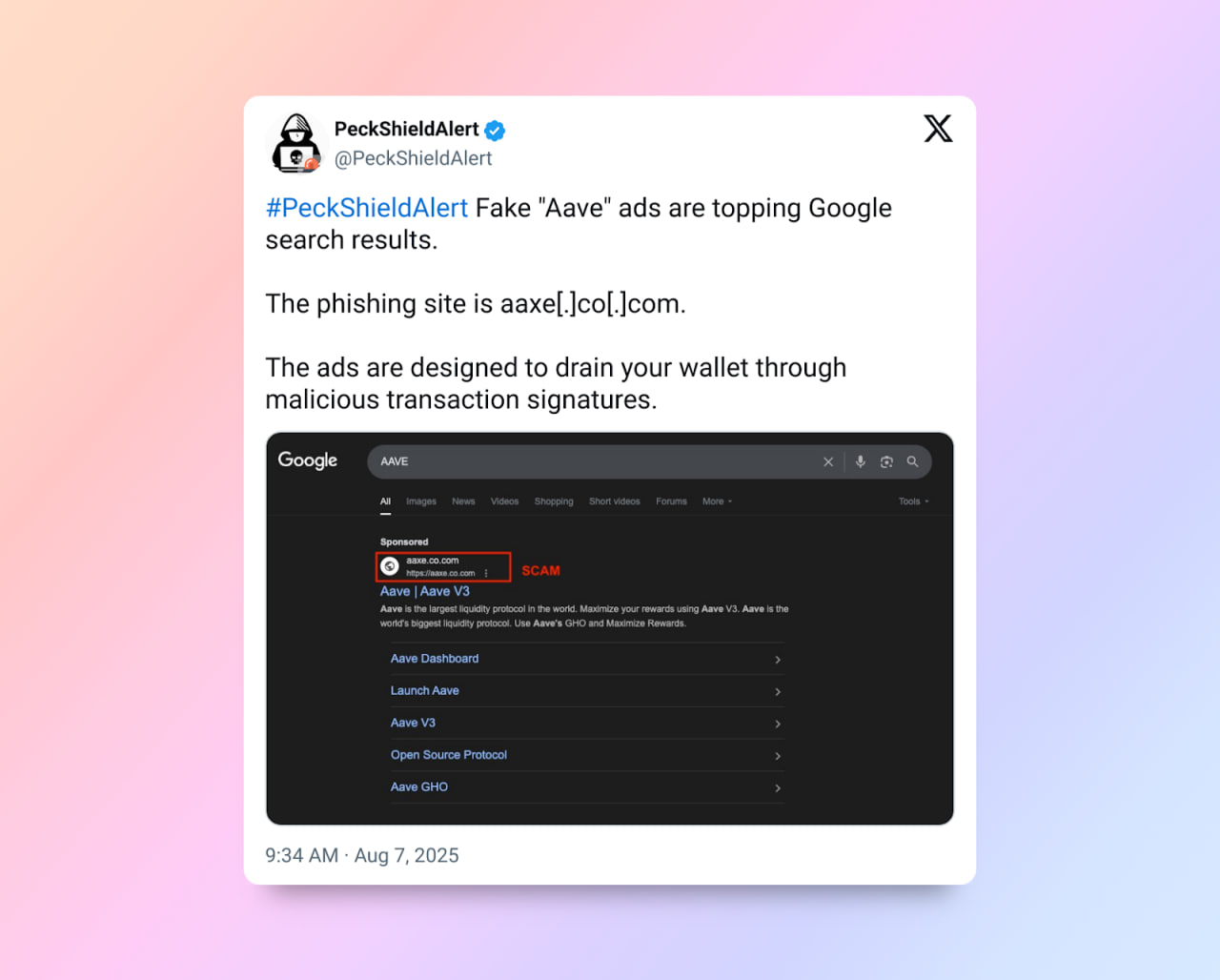 Aave стала жертвой фишинга сразу после рекорда в $60 млрд по депозитам