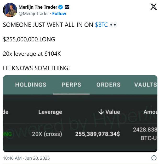 Кит открыл лонг на $255 млн по биткоину и выбил шорты — рынок балансирует у верхней границы