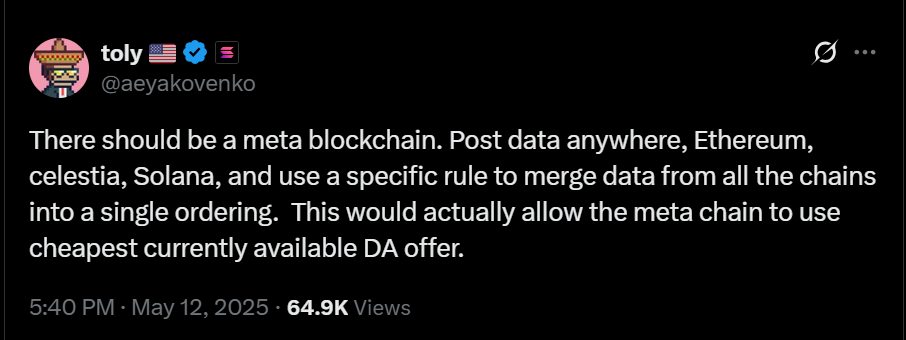 tweet about meta-blockchain