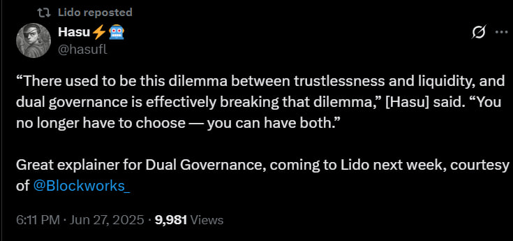 Lido DAO утвердил новую модель управления — держатели stETH получат право вето
